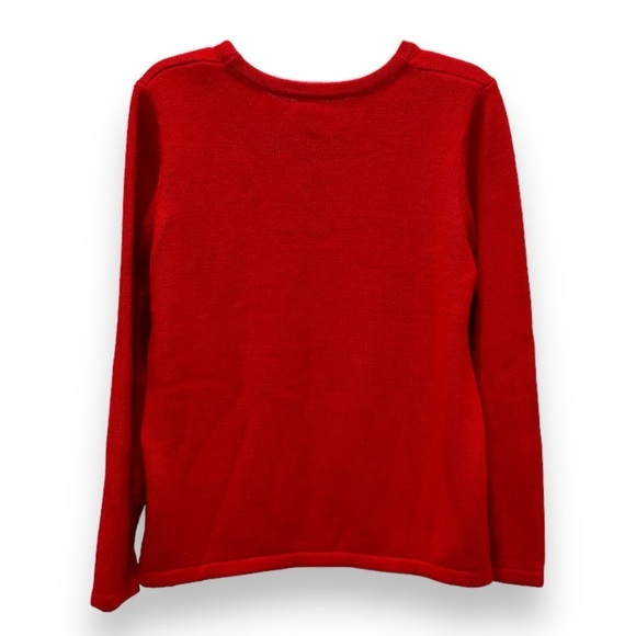 Santa Red Christmas Sweater "Believe" Knit Pullover Sweater - Picture 2 of 4